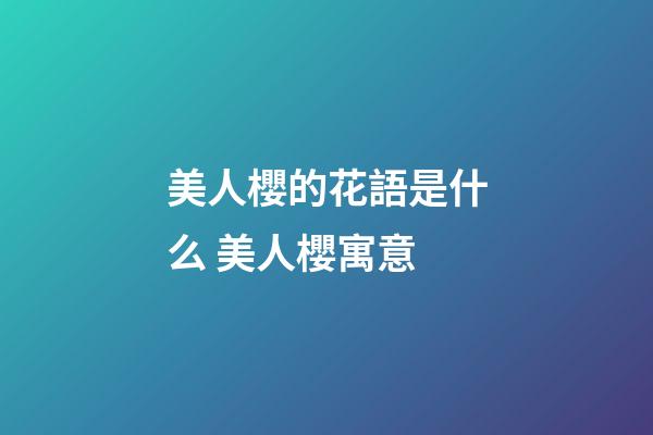 美人櫻的花語是什么 美人櫻寓意